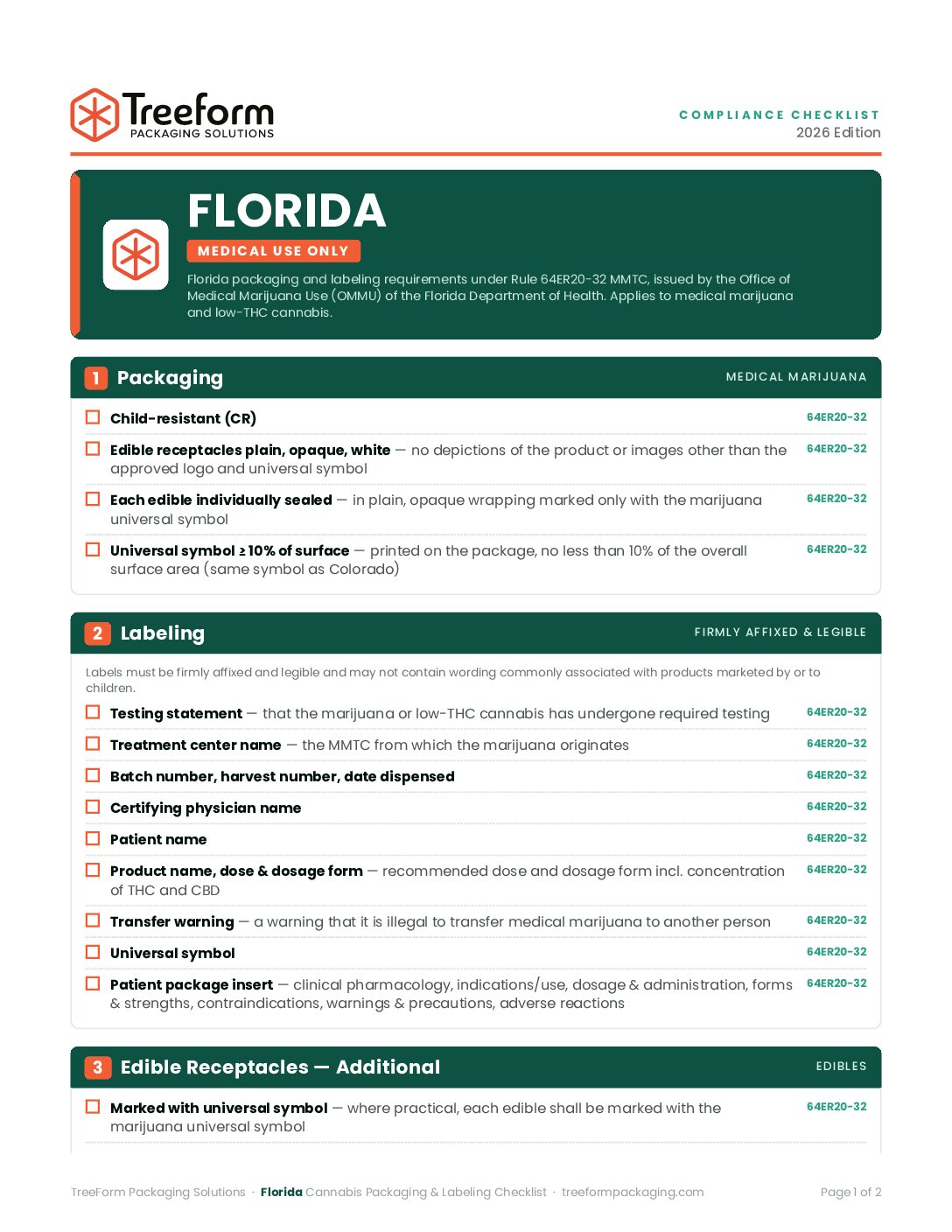 Florida – Packaging Requirements