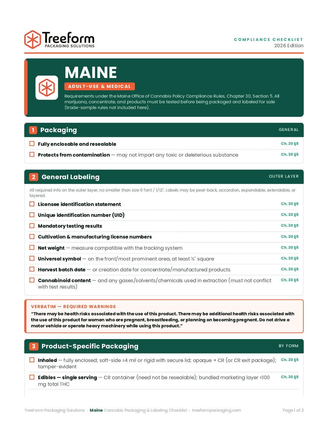 Maine – Packaging Requirements