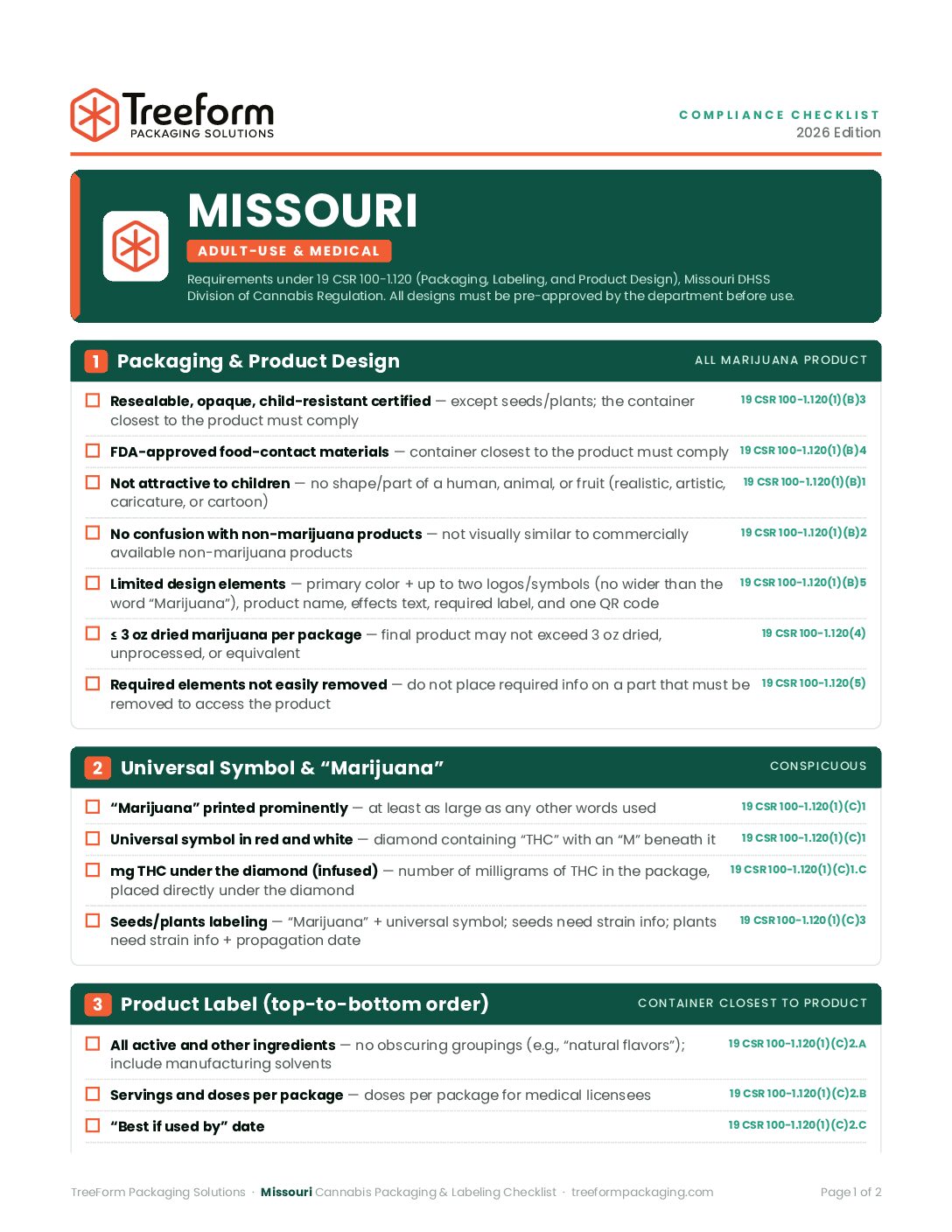 Missouri – Packaging Requirements
