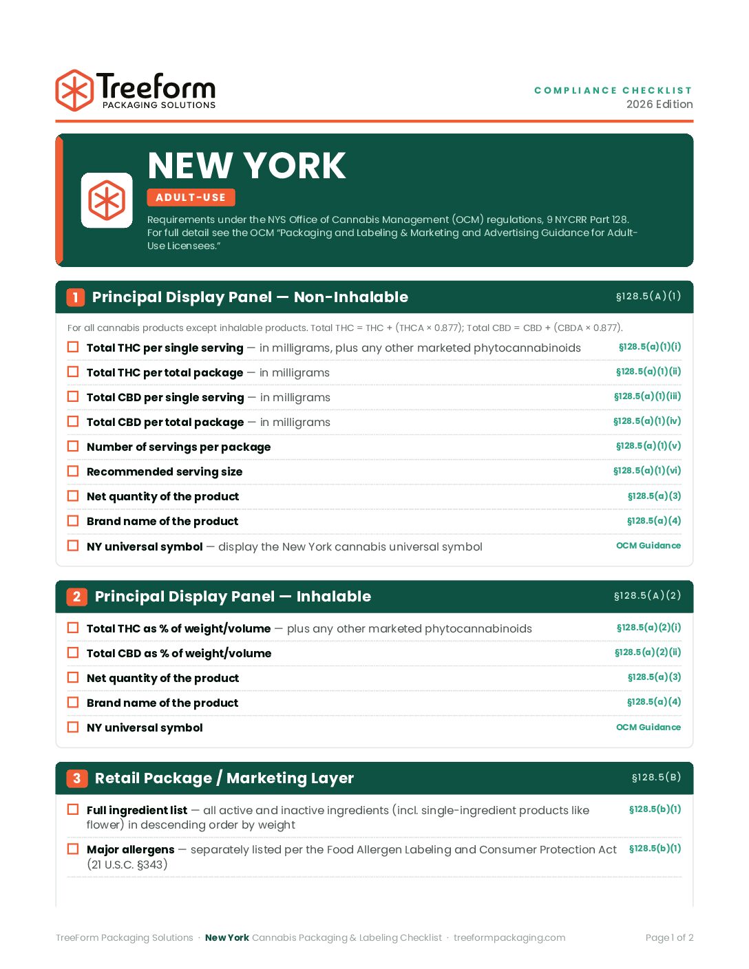 New York – Packaging Requirements